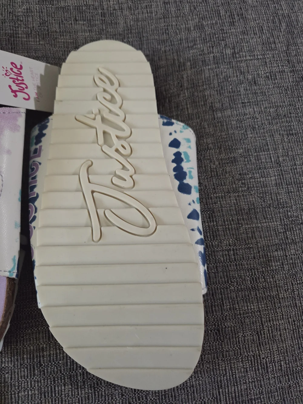 NWT Justice Little Girls Lavender Tie-Dye Double-Buckle Slide Sandals Size 1
